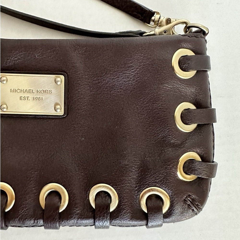Michael Kors Brown and Gold Wristlet with Tassel - Picture 6 of 9